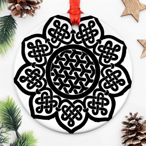 Celtic Mandala B&W Ornament (Round) from ArtsNow.com Front