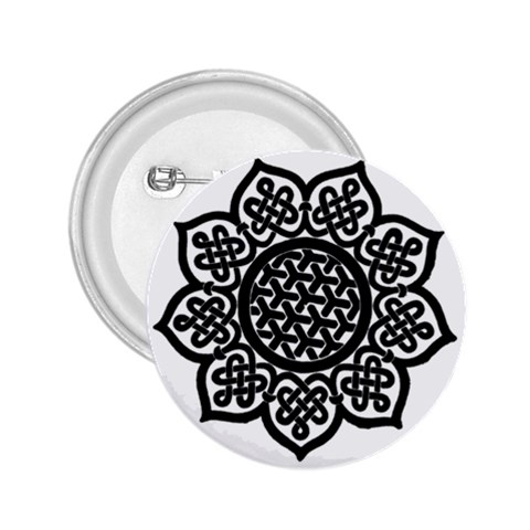 Celtic Mandala B&W 2.25  Button from ArtsNow.com Front