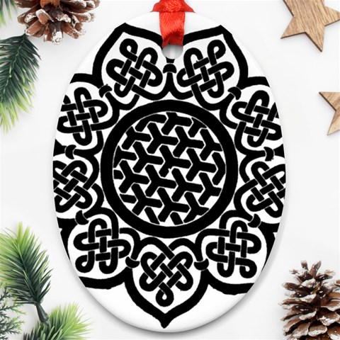 Celtic Mandala B&W Ornament (Oval) from ArtsNow.com Front