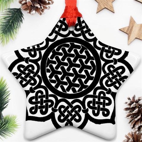 Celtic Mandala B&W Ornament (Star) from ArtsNow.com Front