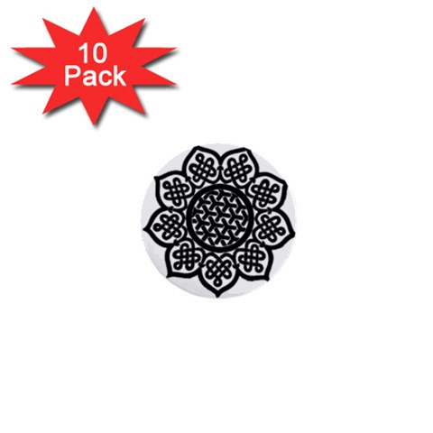 Celtic Mandala B&W 1  Mini Button (10 pack)  from ArtsNow.com Front