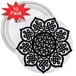 Celtic Mandala B&W 3  Button (10 pack)