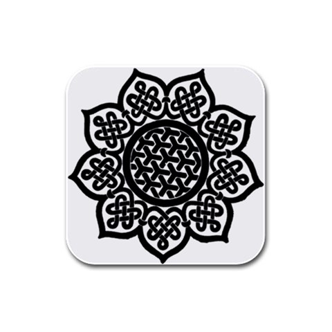 Celtic Mandala B&W Rubber Square Coaster (4 pack) from ArtsNow.com Front