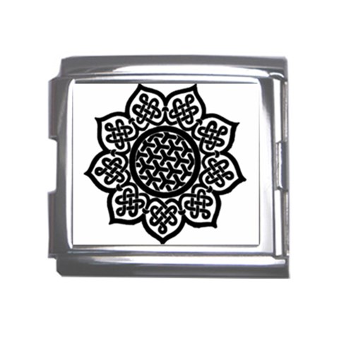 Celtic Mandala B&W Mega Link Italian Charm (18mm) from ArtsNow.com Front