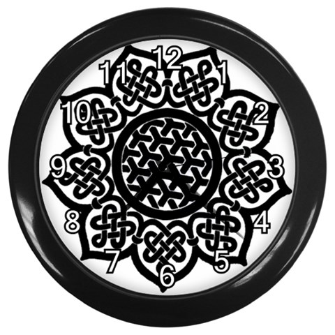 Celtic Mandala B&W Wall Clock (Black) from ArtsNow.com Front