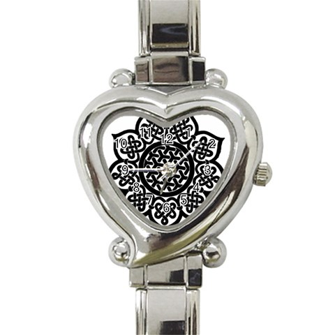 Celtic Mandala B&W Heart Italian Charm Watch from ArtsNow.com Front