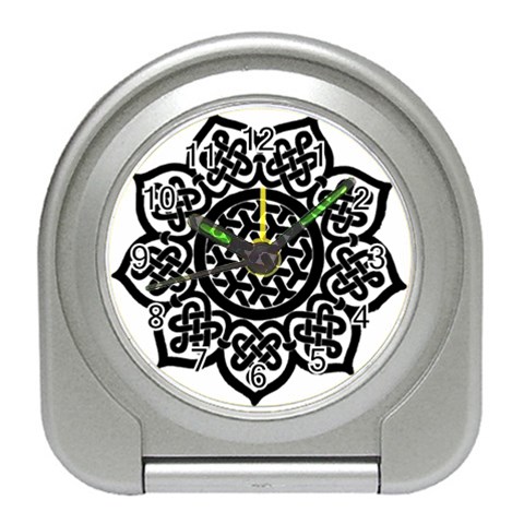 Celtic Mandala B&W Travel Alarm Clock from ArtsNow.com Front