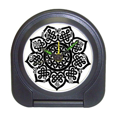 Celtic Mandala B&W Travel Alarm Clock from ArtsNow.com Front