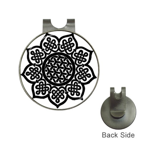 Celtic Mandala B&W Golf Ball Marker Hat Clip from ArtsNow.com Front