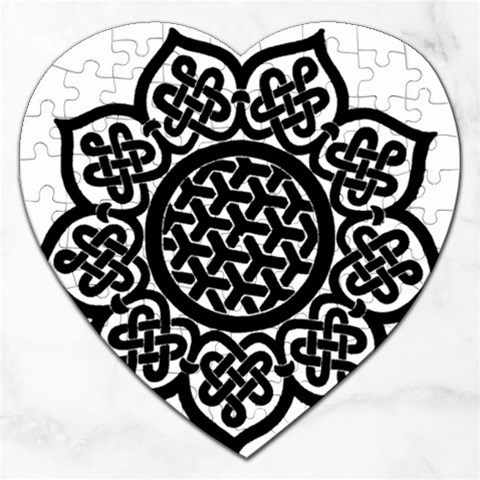 Celtic Mandala B&W Jigsaw Puzzle (Heart) from ArtsNow.com Front
