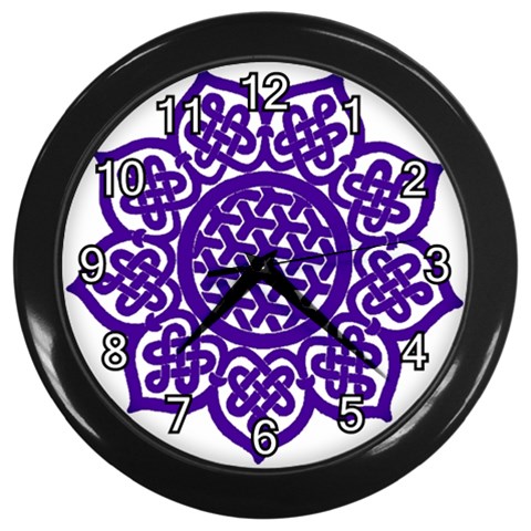 Celtic Mandala_violet Wall Clock (Black) from ArtsNow.com Front