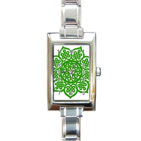 Celtic Mandala_green Rectangular Italian Charm Watch from ArtsNow.com Front