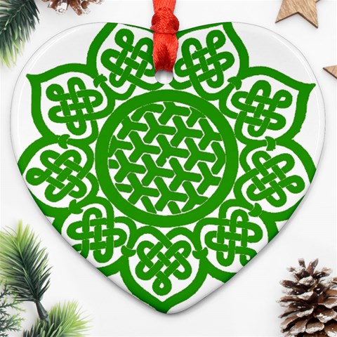 Celtic Mandala_green Ornament (Heart) from ArtsNow.com Front