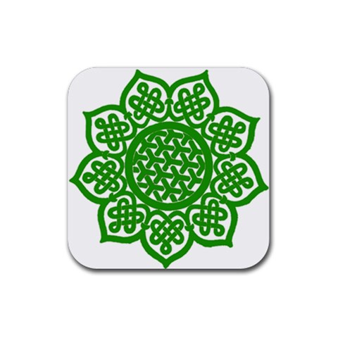 Celtic Mandala_green Rubber Coaster (Square) from ArtsNow.com Front