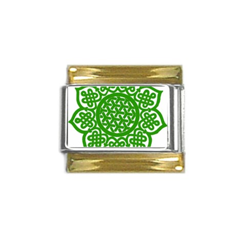 Celtic Mandala_green Gold Trim Italian Charm (9mm) from ArtsNow.com Front