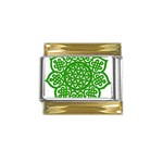 Celtic Mandala_green Gold Trim Italian Charm (9mm)