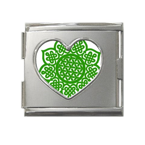 Celtic Mandala_green Mega Link Heart Italian Charm (18mm) from ArtsNow.com Front