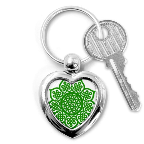 Celtic Mandala_green Key Chain (Heart) from ArtsNow.com Front