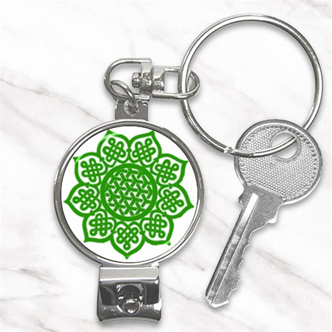 Celtic Mandala_green Nail Clippers Key Chain from ArtsNow.com Front