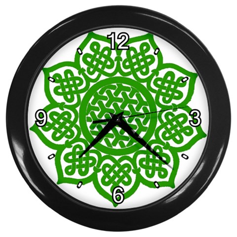 Celtic Mandala_green Wall Clock (Black) from ArtsNow.com Front