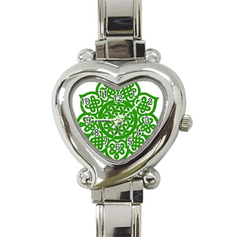 Celtic Mandala_green Heart Italian Charm Watch from ArtsNow.com Front