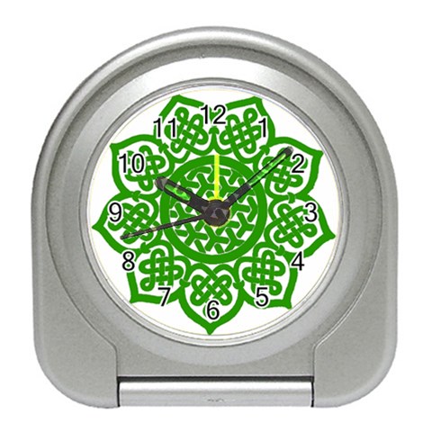 Celtic Mandala_green Travel Alarm Clock from ArtsNow.com Front