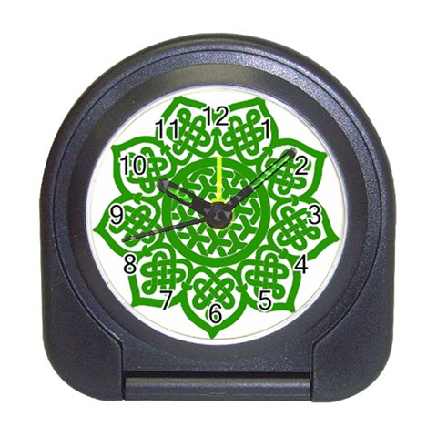 Celtic Mandala_green Travel Alarm Clock from ArtsNow.com Front