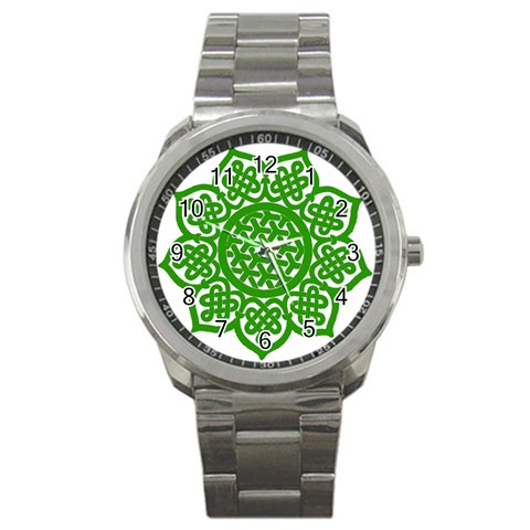 Celtic Mandala_green Sport Metal Watch from ArtsNow.com Front