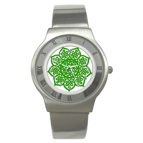 Celtic Mandala_green Stainless Steel Watch from ArtsNow.com Front