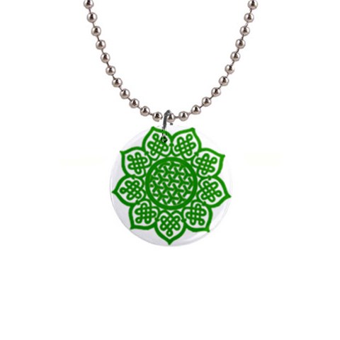 Celtic Mandala_green 1  Button Necklace from ArtsNow.com Front