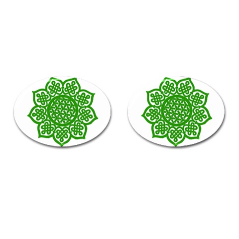 Celtic Mandala_green Cufflinks (Oval) from ArtsNow.com Front(Pair)