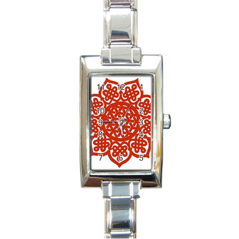 Celtic Mandala_red Rectangular Italian Charm Watch from ArtsNow.com Front