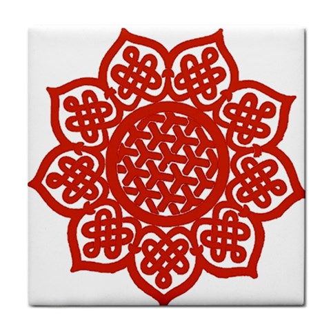 Celtic Mandala_red Tile Coaster from ArtsNow.com Front
