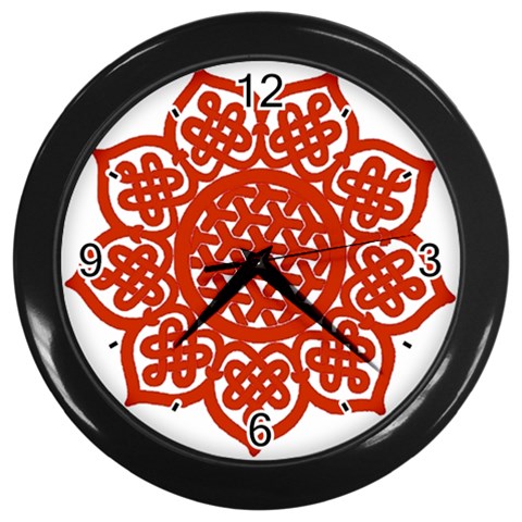 Celtic Mandala_red Wall Clock (Black) from ArtsNow.com Front