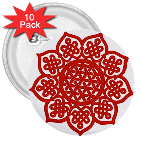 Celtic Mandala_red 3  Button (10 pack) from ArtsNow.com Front