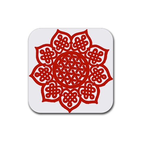 Celtic Mandala_red Rubber Coaster (Square) from ArtsNow.com Front