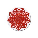 Celtic Mandala_red Rubber Round Coaster (4 pack)
