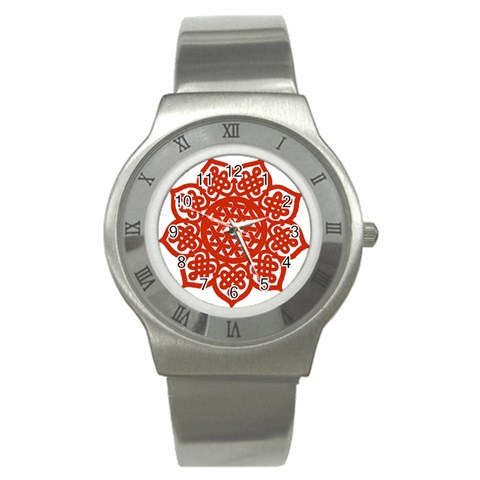 Celtic Mandala_red Stainless Steel Watch from ArtsNow.com Front