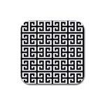 Black white Greek Key Rubber Square Coaster (4 pack)