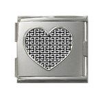 Black white Greek Key Mega Link Heart Italian Charm (18mm)