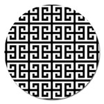 Black white Greek Key Magnet 5  (Round)