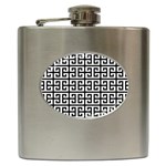 Black white Greek Key Hip Flask (6 oz)