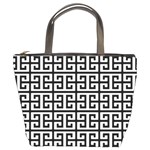 Black white Greek Key Bucket Bag