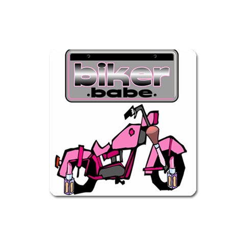 Biker Babe Square Magnet from ArtsNow.com Front
