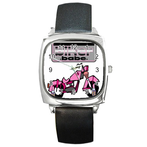 Biker Babe Square Metal Watch from ArtsNow.com Front