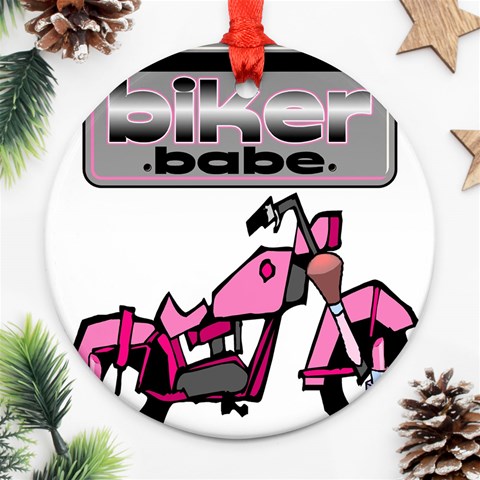 Biker Babe Round Ornament (Two Sides) from ArtsNow.com Front