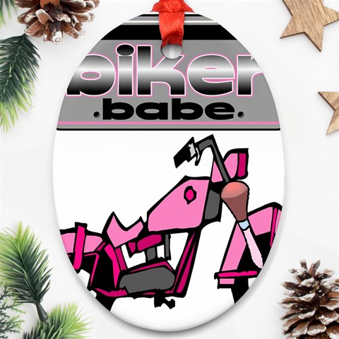 Biker Babe Oval Ornament (Two Sides) from ArtsNow.com Front