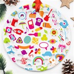 hipster kawaii  Ornament (Round Filigree)