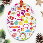 hipster kawaii  Ornament (Oval Filigree)
