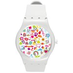 hipster kawaii  Round Plastic Sport Watch (M)